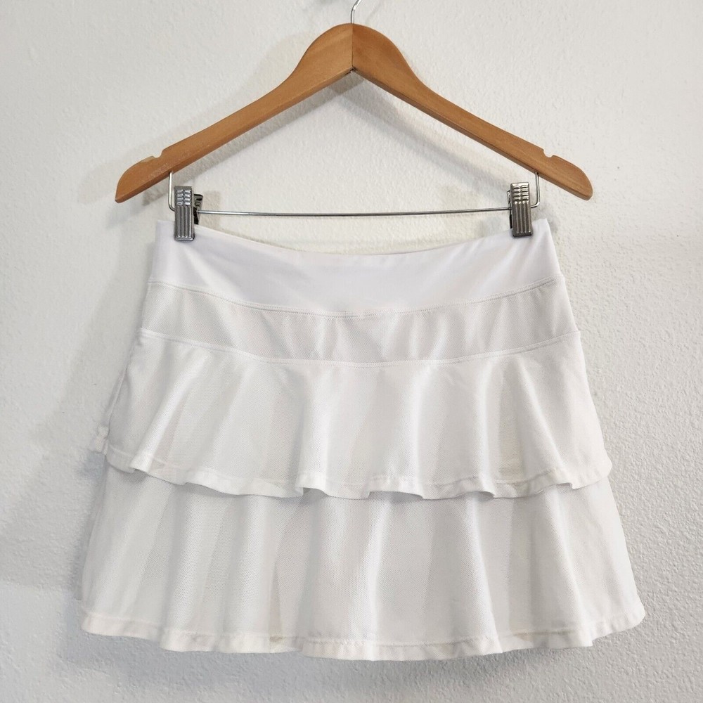 Lillie Green Skort Womens Small White Ruffles Tiered Golf Tennis Athletic Active